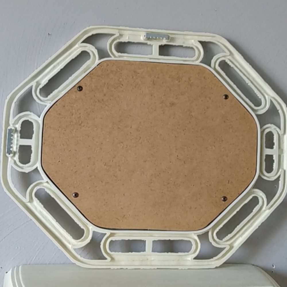 Homco white faux wicker mirror & shelf - Picture 12 of 16